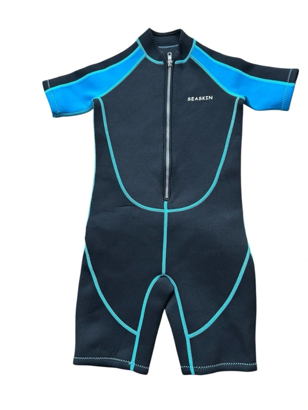 SEASKIN Black & Blue Kids Size 10 Shorty Wetsuit Surf Summer Swim Dive Snorkle